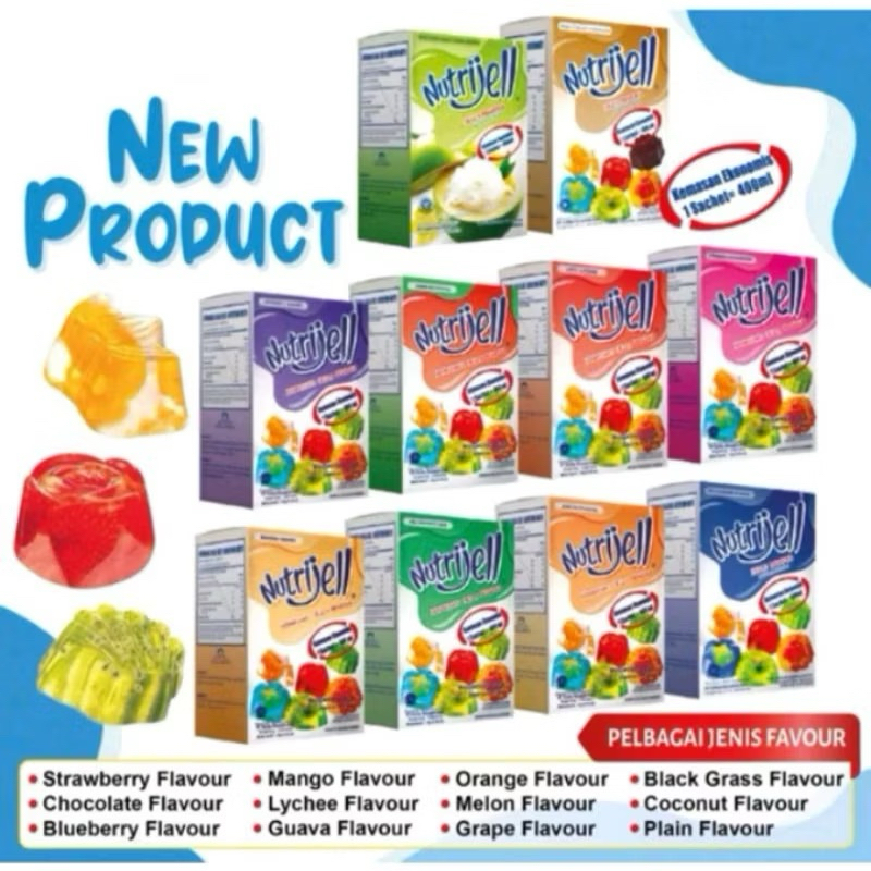 NUTRIJELLY AGAR-AGAR PUDDING POWDER/ SERBUK AGAR-AGAR/ JELLY POWDER SACHET (HALAL) 10G