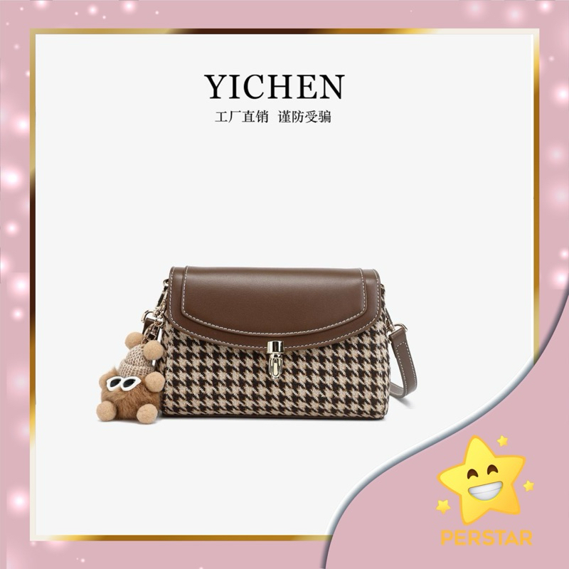YICHEN กระเป๋าผู้หญิง Windsor noble houndstooth กระเป๋าสะพายใบเล็กกระเป๋าสะพายข้าง