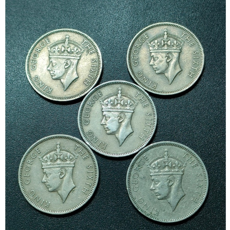 Malaya KG VI 20 Cent 1948 ( 5 เหรียญ )