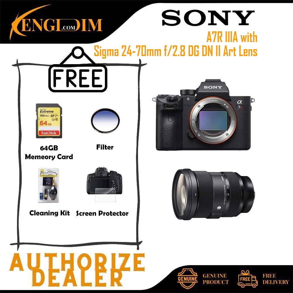 Sony Alpha a7R IIIA a7riiiA a7r3A กล้องดิจิตอล Mirrorless พร้อม Sigma 24-70 มม. f/2.8 DG DN II Art เ