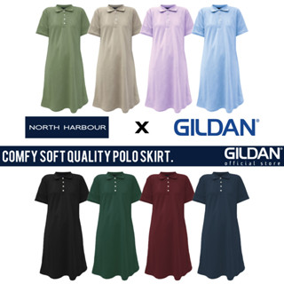 Gildan x NORTH HARBOUR กระโปรงโปโล แขนสั้น เนื้อผ้าฝ้าย โพลีเอสเตอร์ ใส่สบาย คุณภาพดี สําหรับผู้หญิง