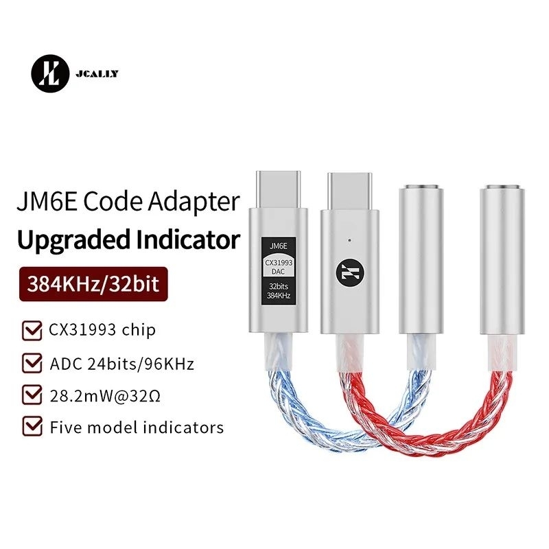 Jcally JM6E Conexant 32bit DAC USB-C อะแดปเตอร์เสียงพร้อม ADC ในตัว