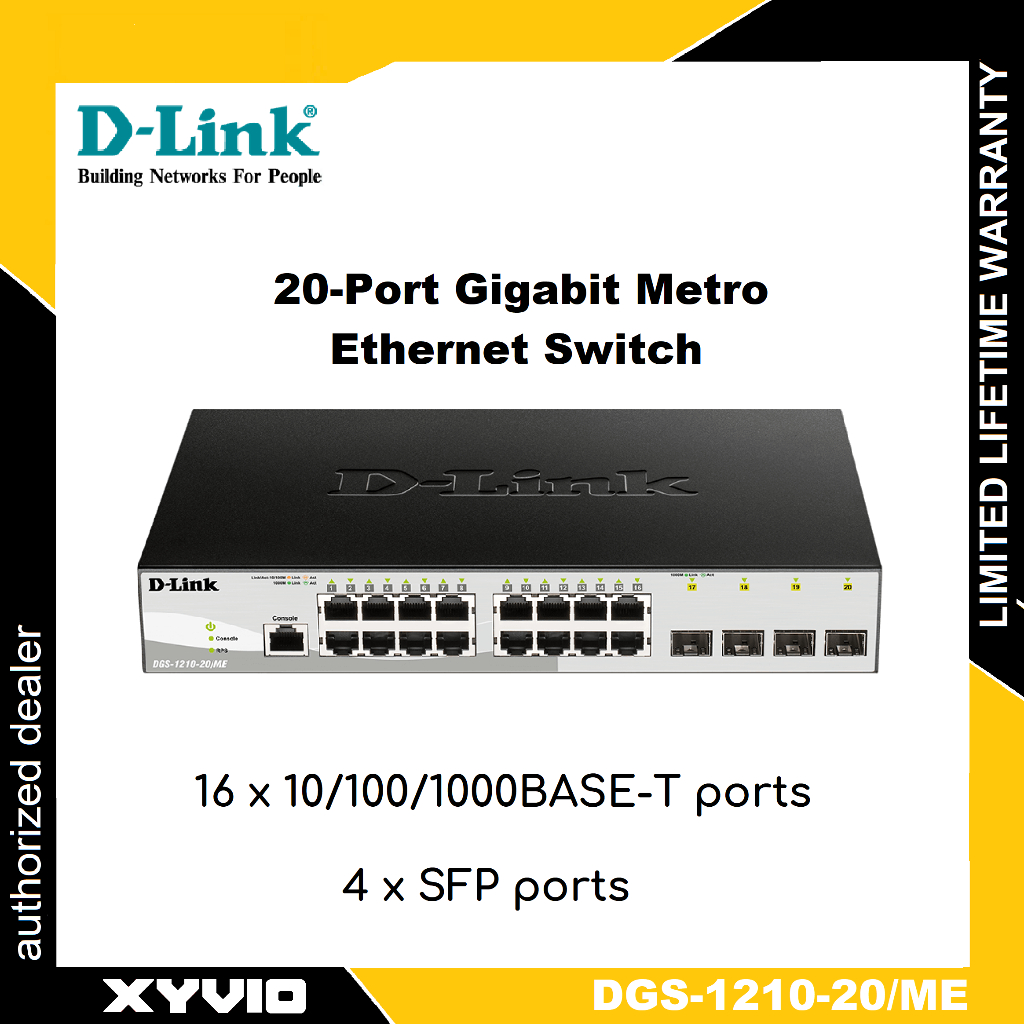 D-LINK DGS-1210-20/ME สวิตช์อีเธอร์เน็ต Gigabit Metro 20 พอร์ต