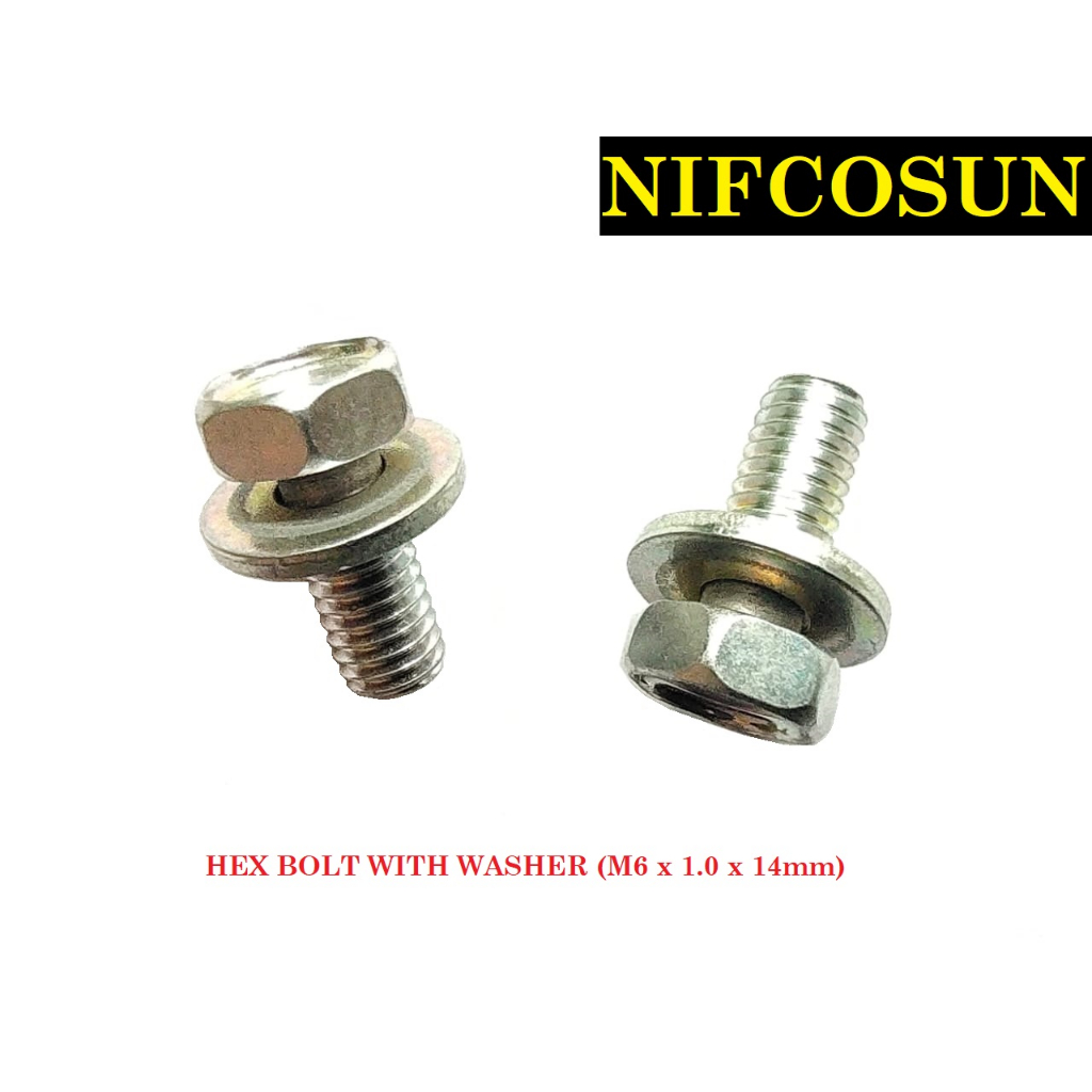 BOLT HEX WITH WASHER (M6 X 1.0 X 14mm)