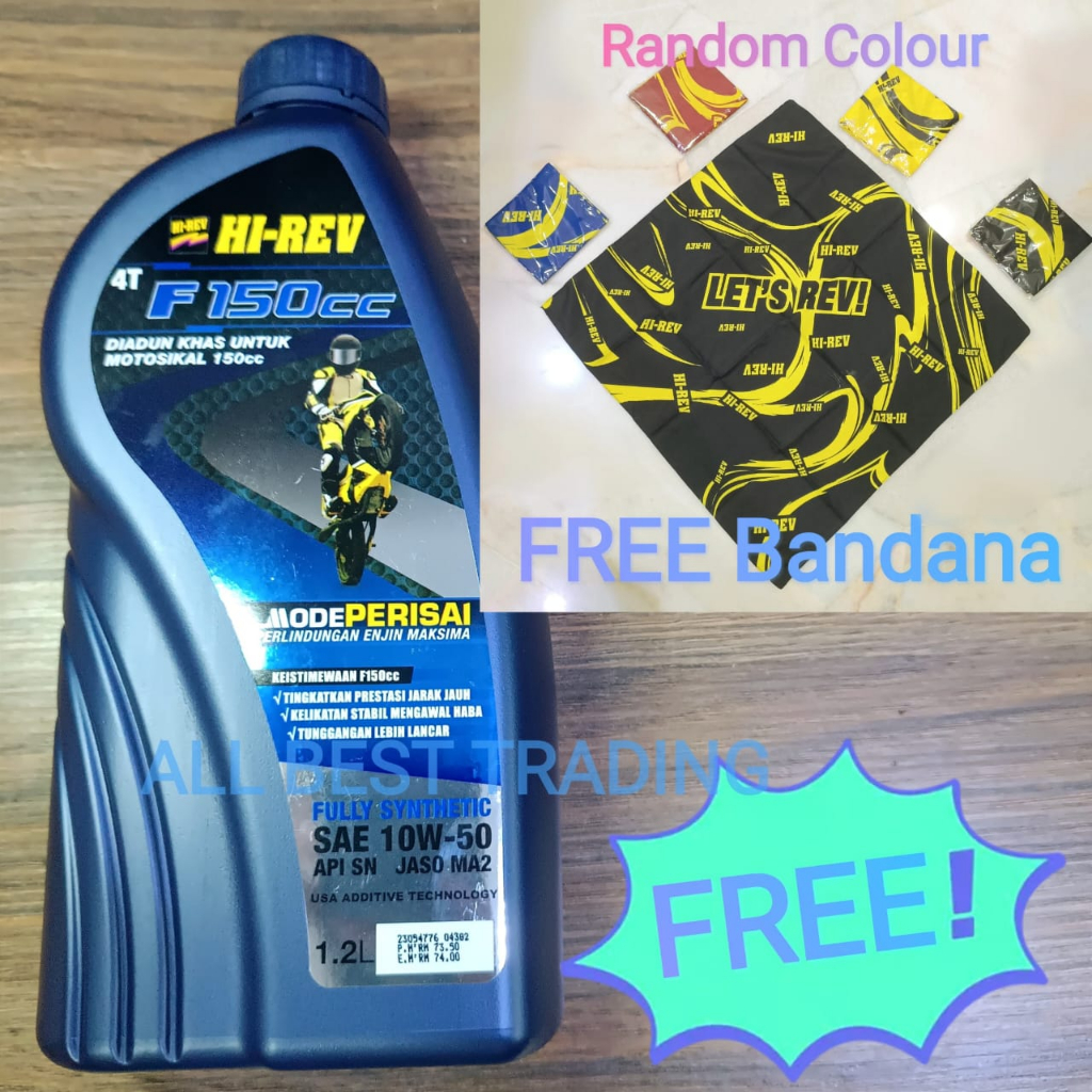 HI-REV HIREV F150CC MINYAK HITAM ENGINE OIL SYNTHETIC 4T SAE 10W-50 1.2L