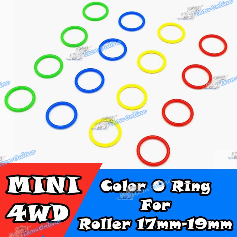แหวน O ยางสีสําหรับลูกกลิ้ง Tamiya Mini 4WD