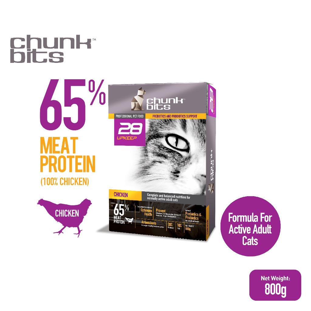 CHUNKBITS Upkeep 28 อาหารแมวแบบแห้ง - ไก่ (800g)