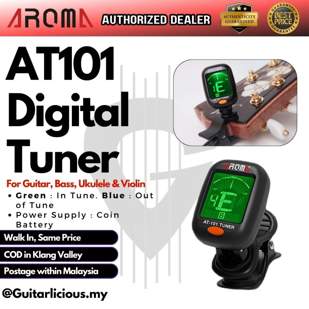 Aroma Guitar / ไวโอลิน / Ukulele / Bass / Chromatic Clip-On Tuner AT101 / AT-101