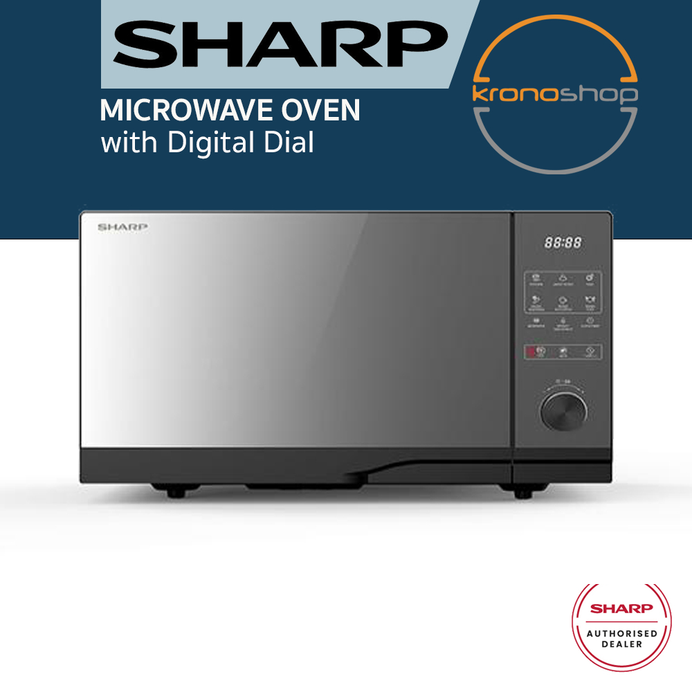 SHARP 23L ไมโครเวฟพื้นเรียบพร้อมหน้าปัดดิจิตอล R2321FGK R2321-FGK