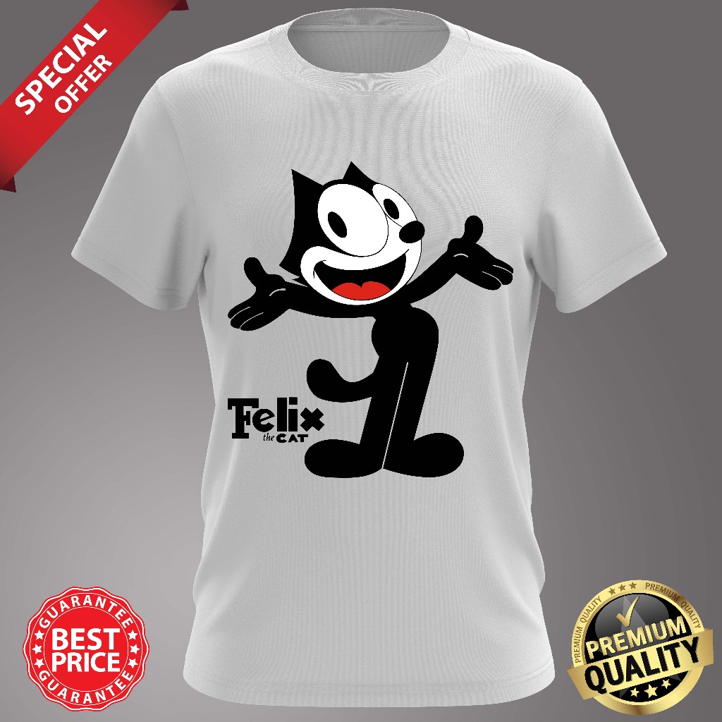 Baju VINTAGE FELIX THE CAT เสื้อยืดผ้าฝ้ายกลม