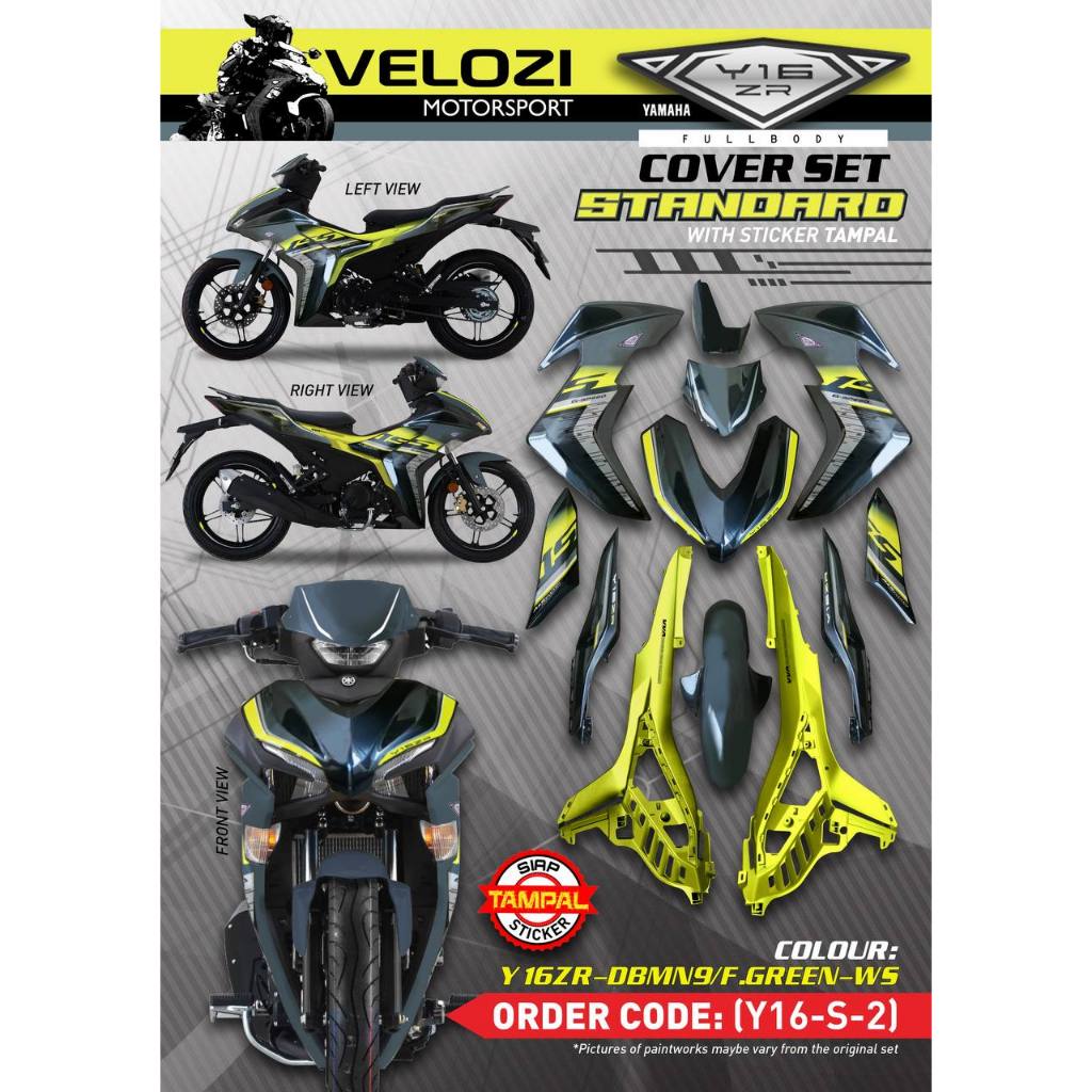 Y16 COVERSET Y16ZR DBNM9 F GREEN GREY HIJAU Y16-S-2 VELOZI YAMAHA SIP TAMPAL STOK