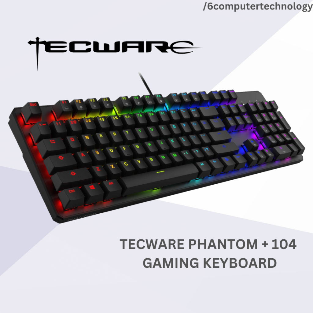 Tecware Phantom+ 104 RGB คีย์บอร์ดเมคคานิคอล พร้อมสวิตช์สีแดง