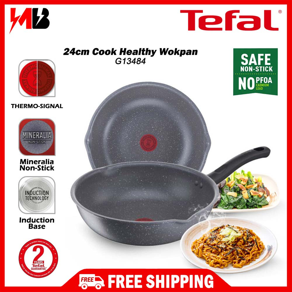 [ใหม่] Tefal Cook Healthy Induction กระทะทอดลึก 24 ซม.G13484 กระทะเตาแม่เหล็กไฟฟ้าหม้อ Kuali Periuk 