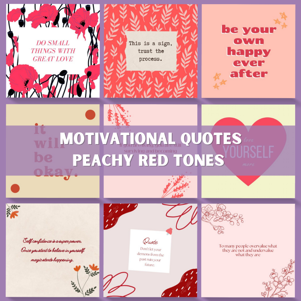 [MINIMUM 10 ชิ้น] QUOTES CARDS POSITIVE QUOTES - PEACHY RED TONES