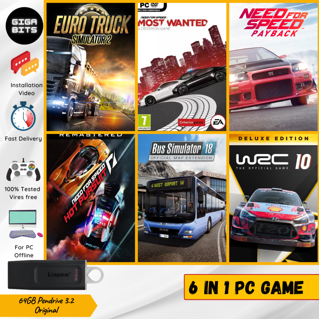 เกมพีซี Pendrive | นีดเพื่อลักษณะที่ร้อนแรงที่สุด| NFS Hot Pursuit Remastered| เครื่องจําลองรถบัส| W