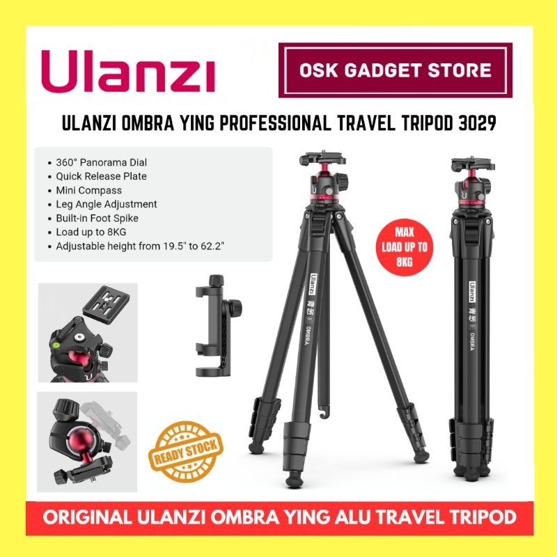 Ulanzi Ombra Ying 3029 ขาตั้งกล้องสําหรับเดินทางมืออาชีพพร้อมกระเป๋าและที่วางสมาร์ทโฟน Ulanzi ขาตั้ง