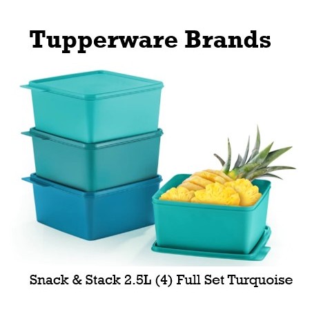 Tupperware Snack & Stack (4) 2.5 ลิตร Turquoise