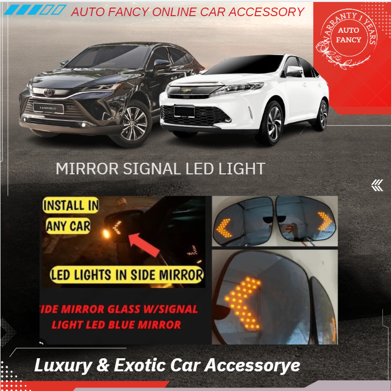 TOYOTA HARRIER XU30 XU60 XU80 ด้านข้างกระจกป้ายพร้อมไฟ LED BLUE VISION