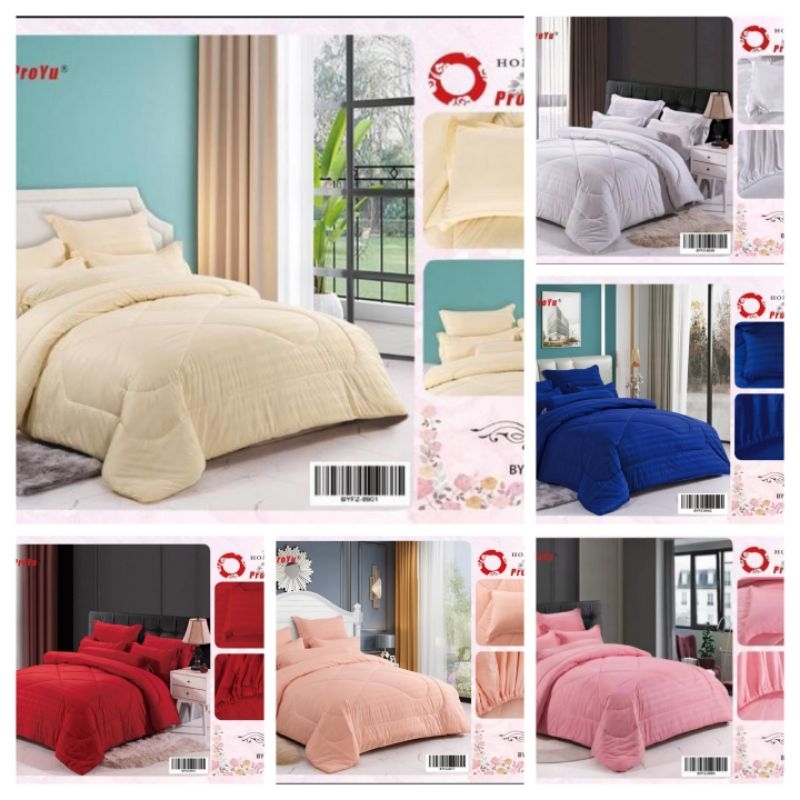 CADAR HOTEL "PROYU" 100% COTTON 7 IN 1 HOTEL STYLE SINGLE TONE คุณภาพสูงติดตั้งด้วย