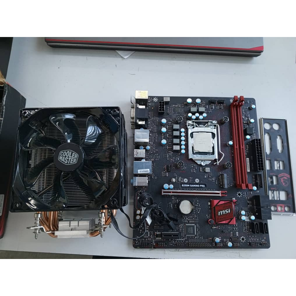 เมนบอร์ด MSI B250M M-ATX มือสอง + CPU Intel i5-7400 + Cooler Master CPU Fan Cooler