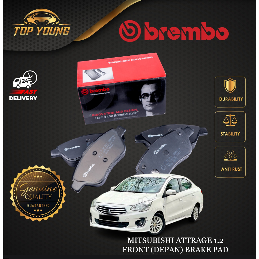 BREMBO MITSUBISHI ATTRAGE 1.2 FRONT (DEPAN) ผ้าเบรค FW