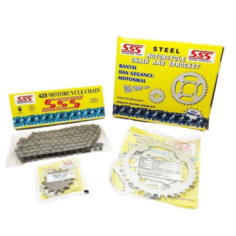 * SSS SPROCKET SET & CHAIN SM SPORT 110 428 110L X 14T X 34T 36T STEEL