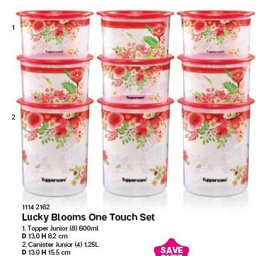 Tupperware Lucky Bloom One Touch Set 1.25 ลิตร และ 600 มล.