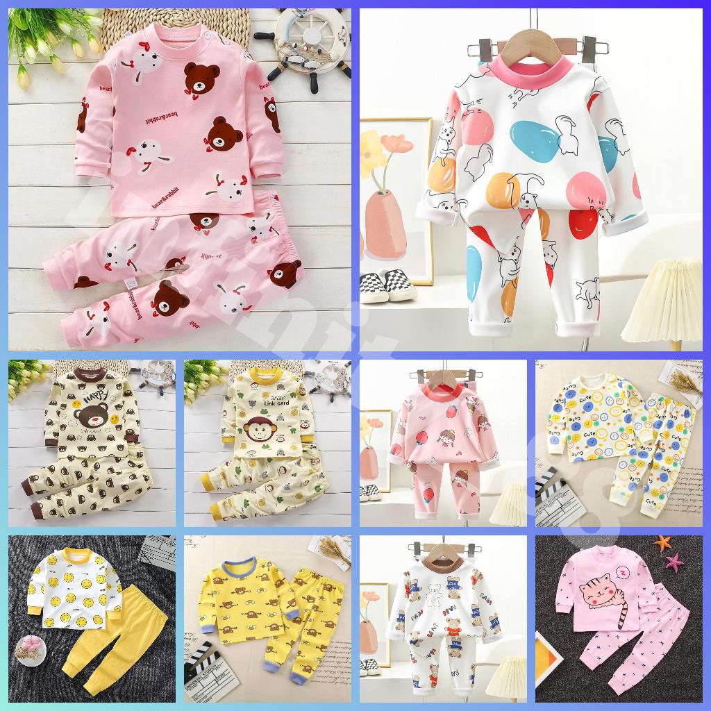 เด็ก Pijama SLEEPWEAR แขนยาว PAJAMAS การ์ตูน Cotton เสื้อผ้า 100%
