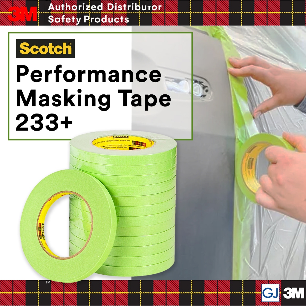3M Scotch 233+ Automotive Hi-Temp Refinish Performance Crepe Paper Masking Tape เทปภาพวาดทนความชื้น