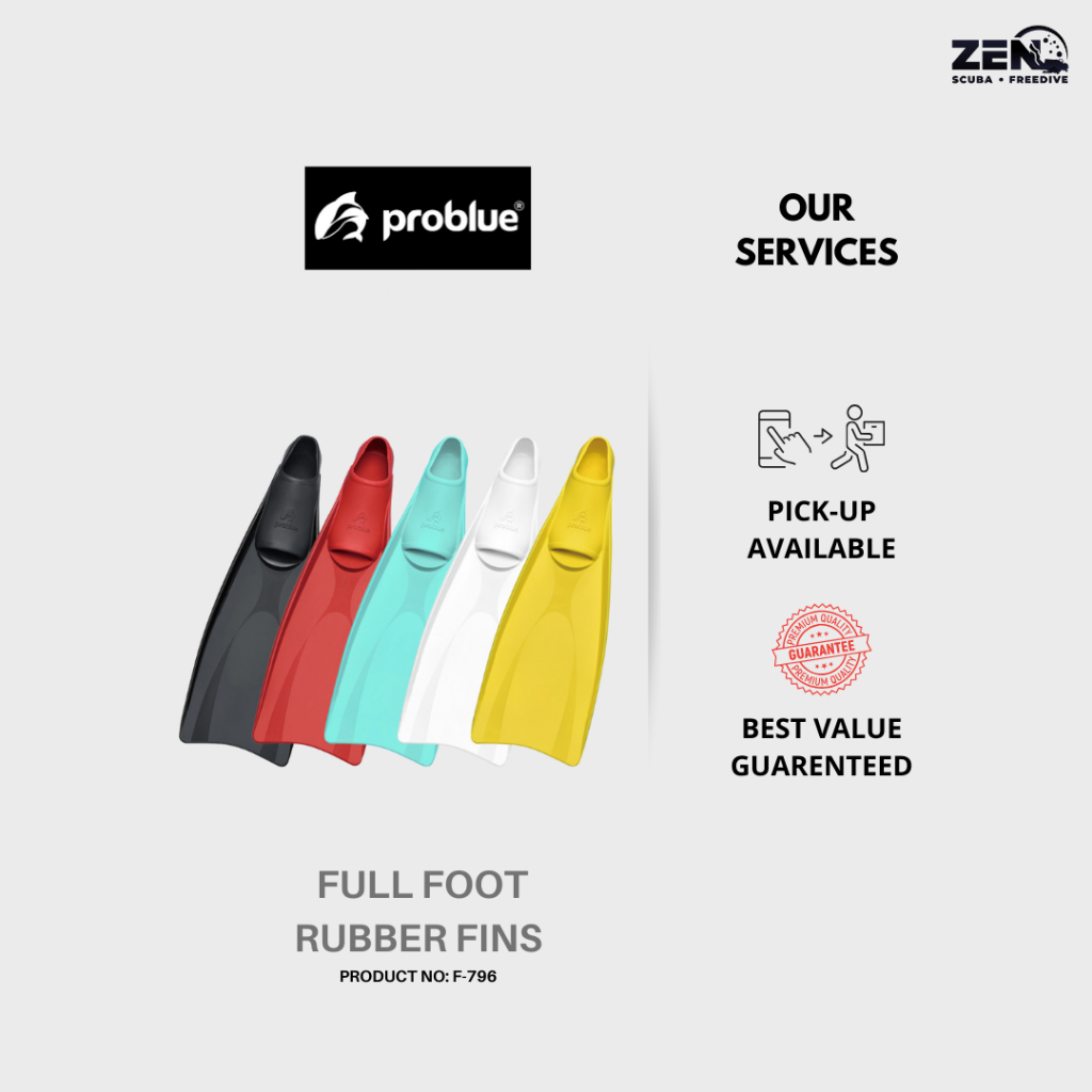 Zen Scuba - Problue F796 Full Foot Rubber Scuba Diving Fins