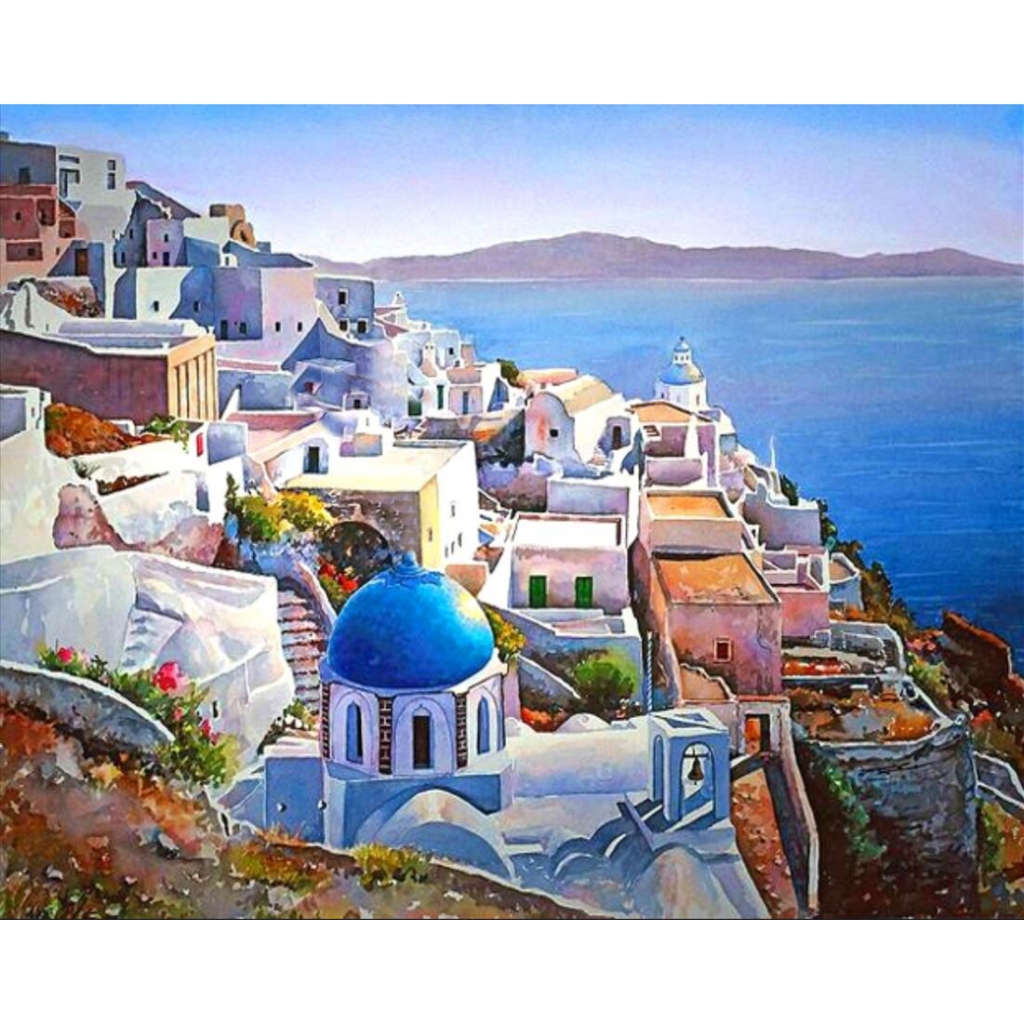 FRAME - 40x50cm ภาพวาด DIY-สีตามตัวเลขบนผ้าใบ EUROPE SERIES (พร้อม FRAME)