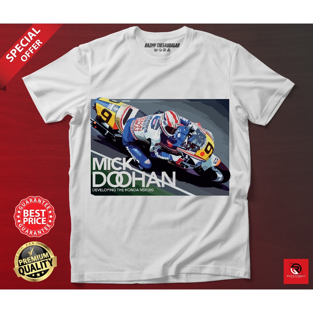 BAJU MICK DOOHAN NSR500 HONDA ROTHMANS เสื้อยืด LENGAN PENDEK ROUNDNECK ผ้าฝ้าย