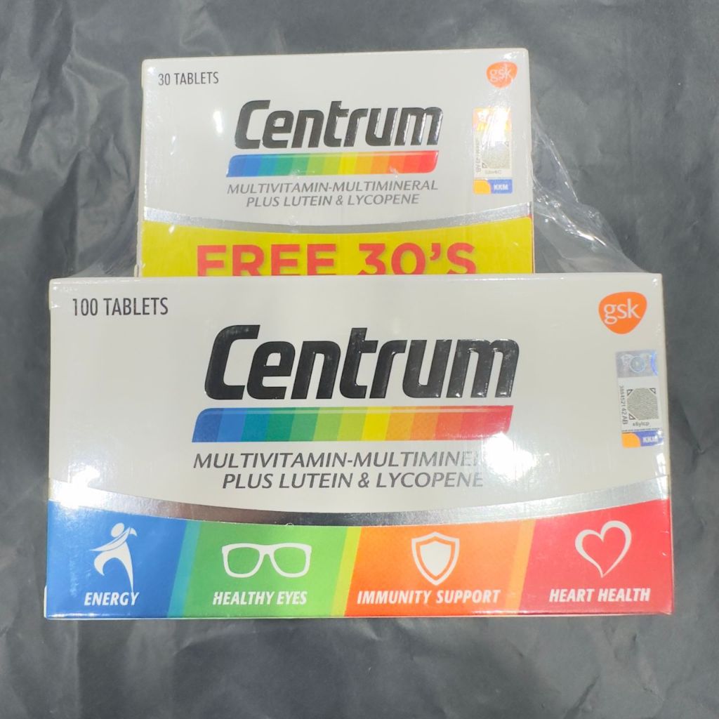 Centrum Multivitamin Multimineral Plus Lutein & Lycopene ( 100 เม็ด ฟรี 30 เม็ด )