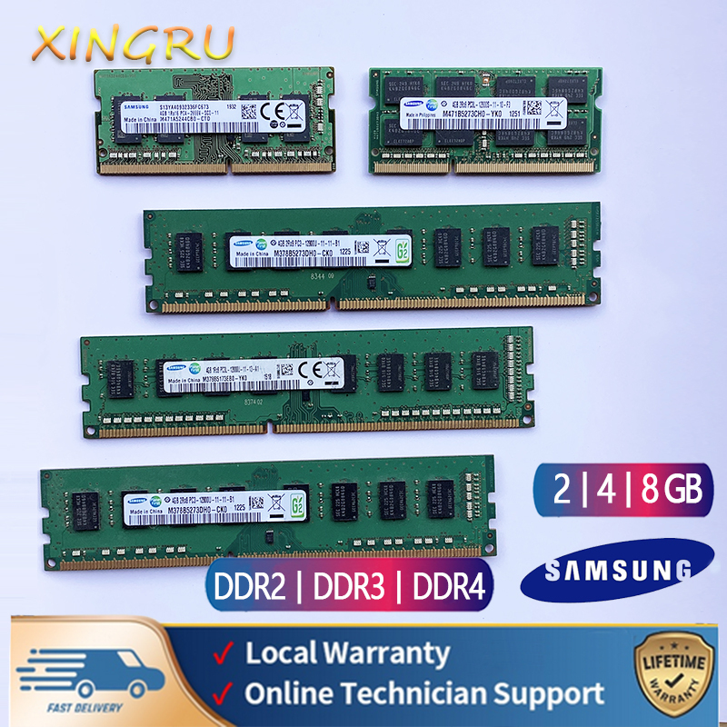 Samsung ยี ่ ห ้ อ PC แล ็ ปท ็ อป 2GB 4GB 8GB หน ่ วยความจํา DDR2 DDR3 DDR3L DDR4 เดสก ์ ท ็ อปโน ้ ตบุ ๊ ค RAM 667-3200MHz
