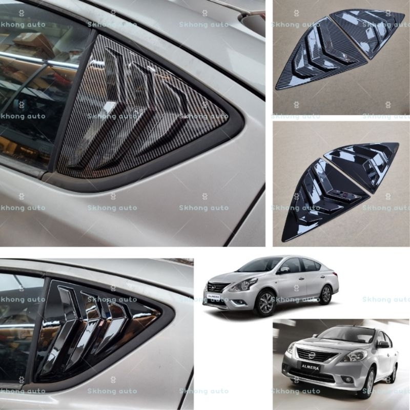 Nissan almera n17 2008-2018 ฝาครอบสามเหลี่ยมหน้าต่างด้านข้างรถยนต์อุปกรณ์เสริมคาร์บอนไฟเบอร์ skhongauto
