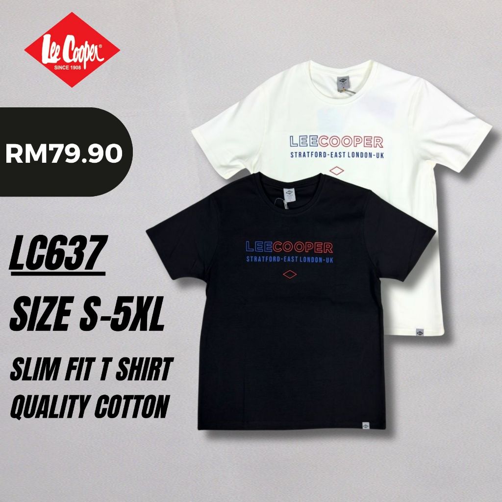Lee Cooper เสื้อยืดผู้ชาย Slim Fit (สีดํา/สีขาว) LC637