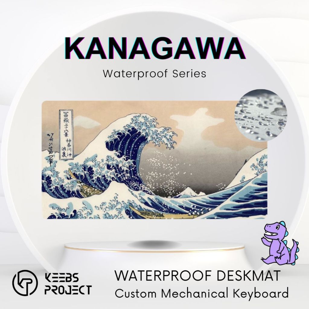 Kanagawa Wave Art Premium Gaming Deskmat กันน้ํา (900 มม. x 400 มม. x 4 มม.) แผ่นรองเมาส์/แผ่นรองเมา