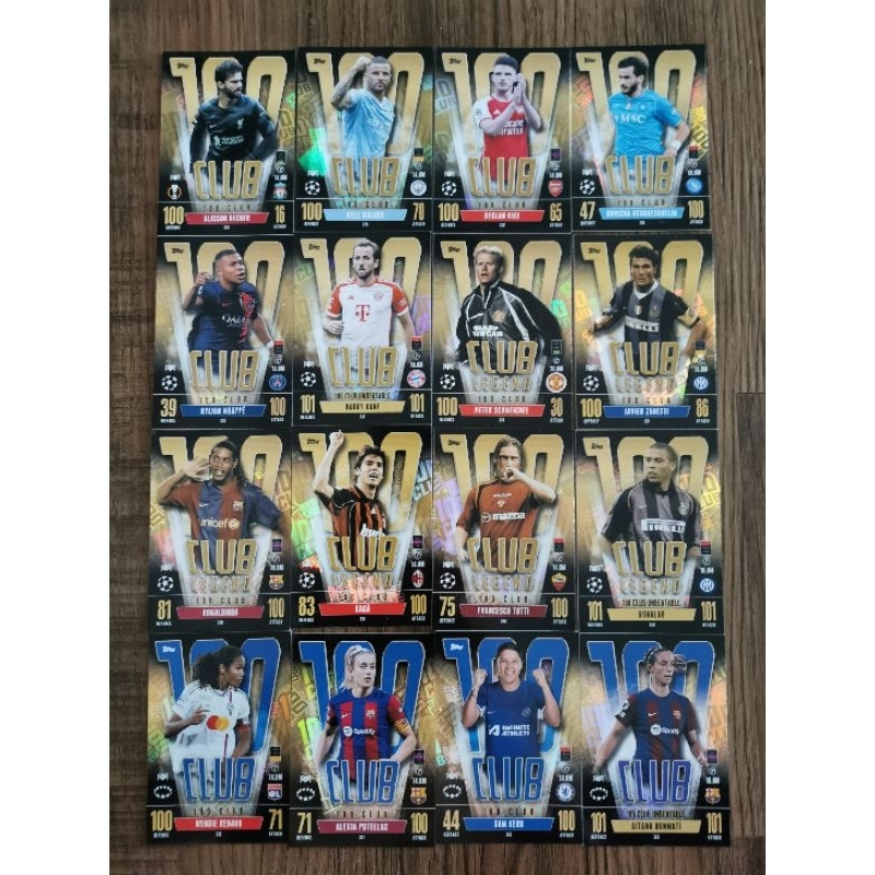 Topps Match Attax Extra 2023/24 100 Club, 100 Club Legend & 100 Club UWCL Cards [328-343]