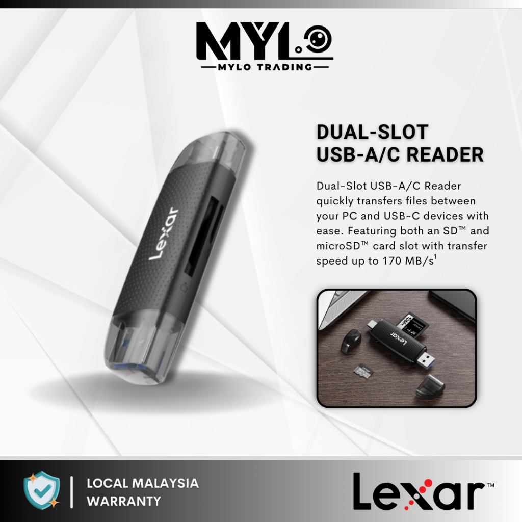 Lexar microSD RW310 USB3.2 Dual-Slot USB-A/C Reader ( LRW310U-BNBNG )