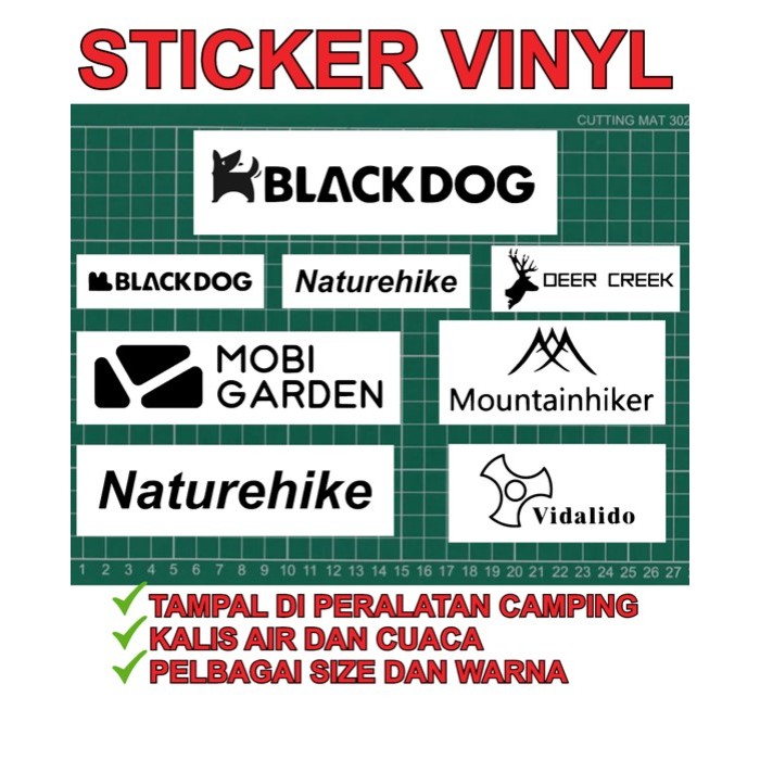 สติ๊กเกอร์ไวนิลตั้งแคมป์กลางแจ้ง BLACKDOG NATUREHIKE MOBI GARDEN VIDALIDO STIKER TAMPAL DI KERETA แก้ว MEJA