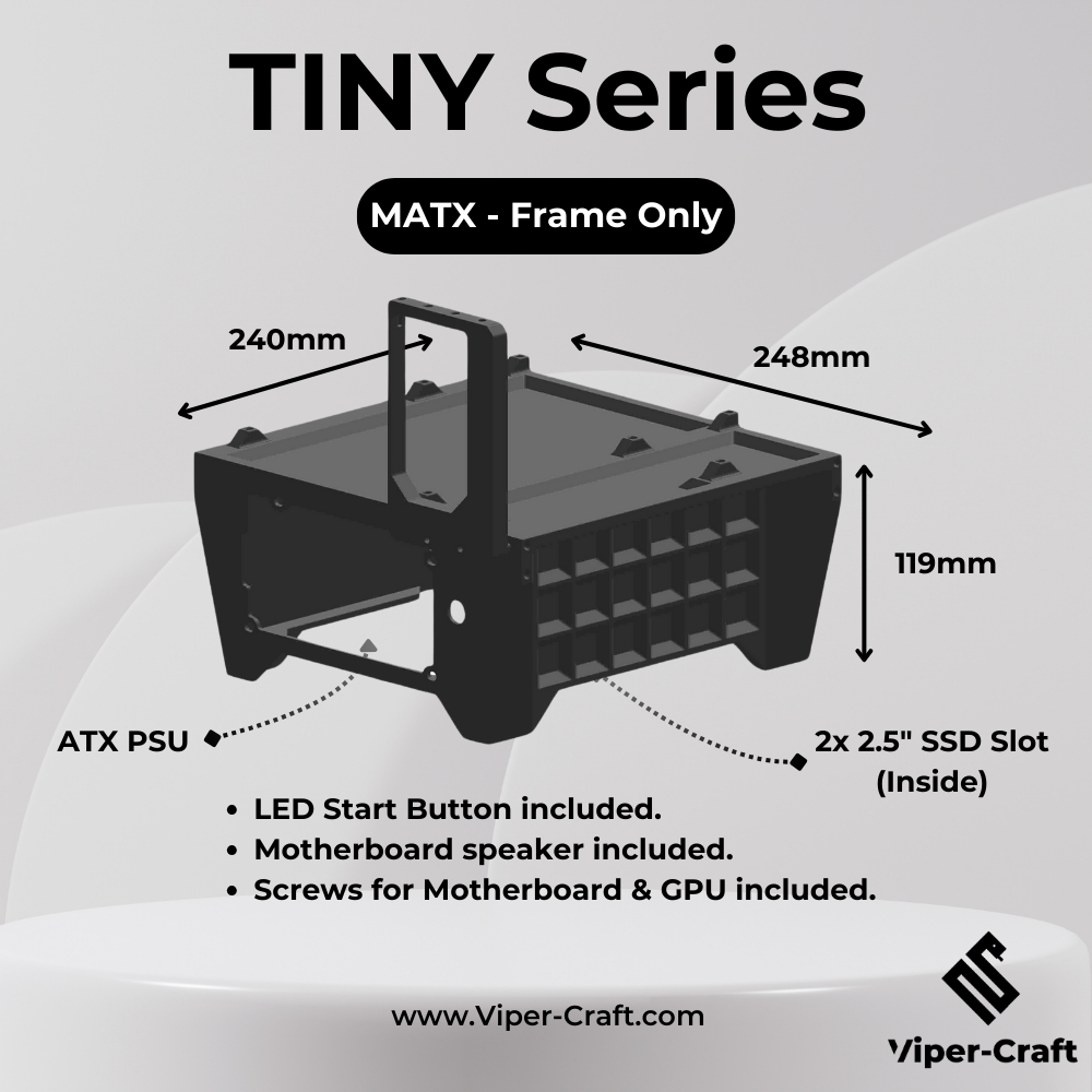 [ TINY Series ] PC Frame / Stand / Test Bench - วัสดุ PETG ( MATX / ITX / ATX )