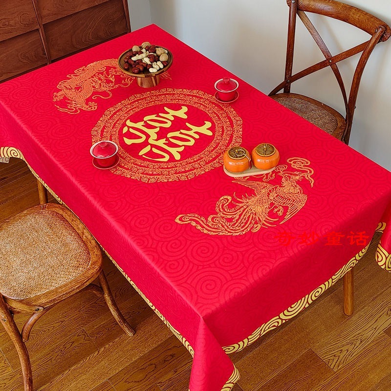 ผ้าปูโต๊ะงานแต่งงาน ผ้าปูโต๊ะ สีแดง ขนาด 140 ซม. x 200 ซม.