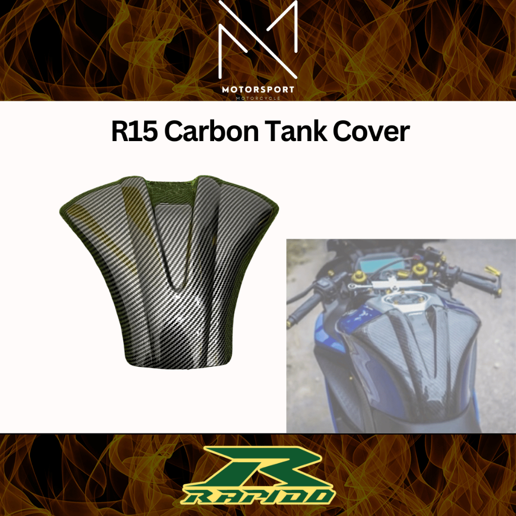 RAPIDO Yamaha R15 ฝาครอบถังคาร์บอนฝาครอบถังน้ํามันเชื้อเพลิง Guard Protector Penutup Tangki Minyak R