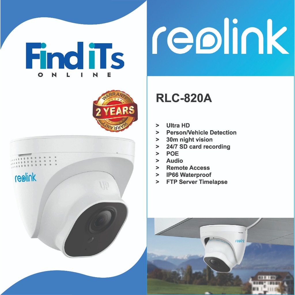 Reolink RLC-820A 4K HD Person/Vehicle Detection PoE กล้องรักษาความปลอดภัย 70 &amp; 360 องศา