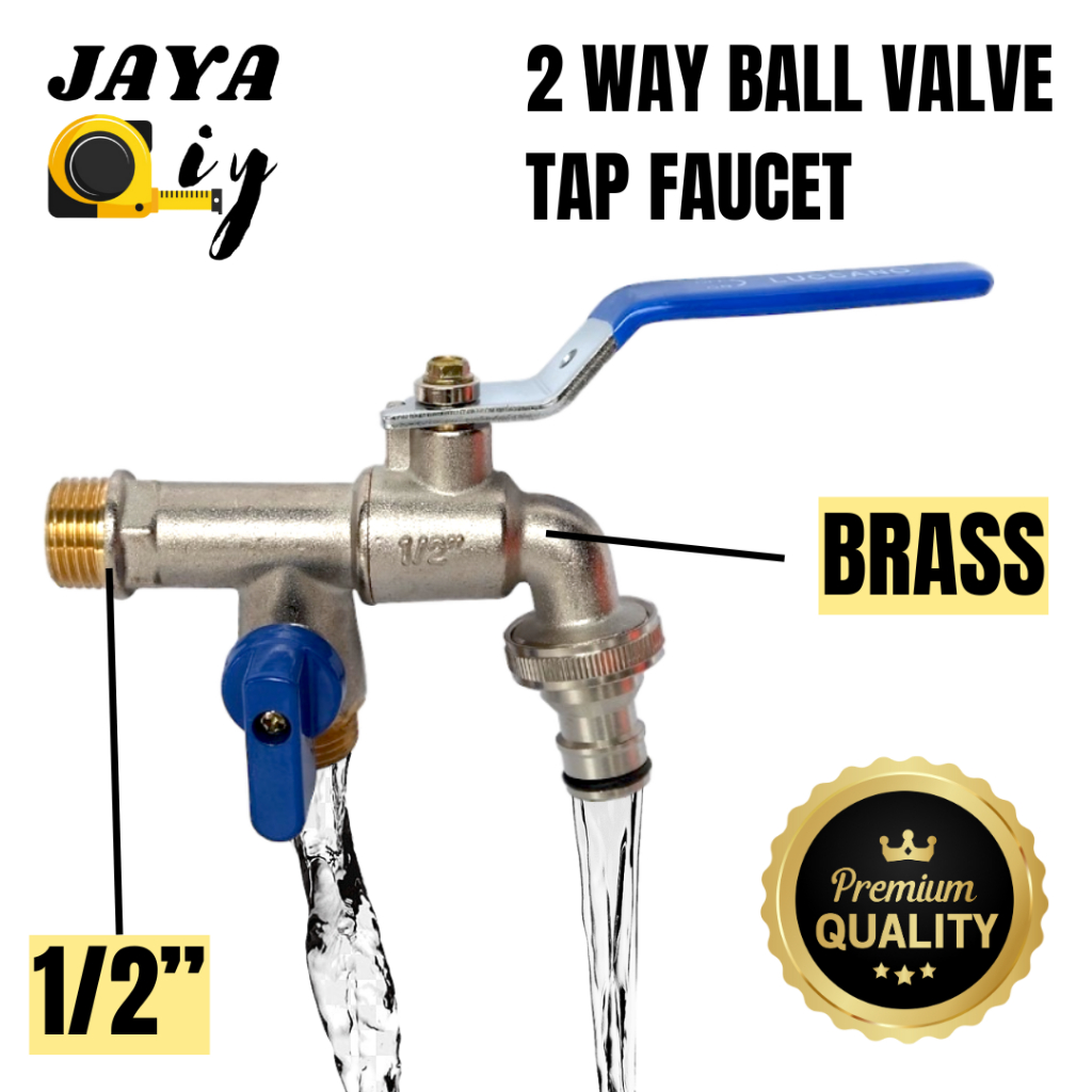 2 WAY BALL VALVE FITTING HEAVY- DUTY 2- WAY GARDEN TAP ( BRASS COPPER MATERIAL )
