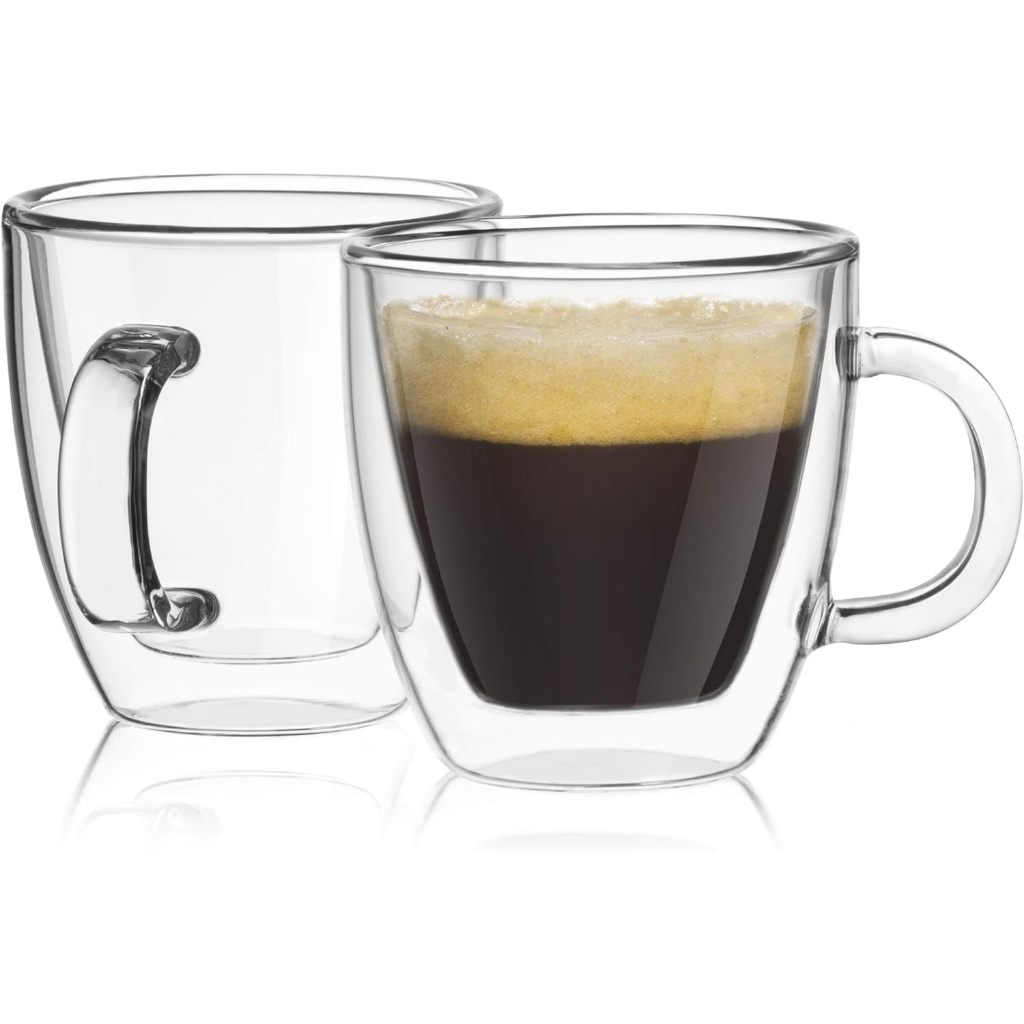 JoyJolt Savor Double Wall Insulated Glasses แก้วเอสเพรสโซ่ (ชุด 2 ชิ้น) - 5.4-Ounces