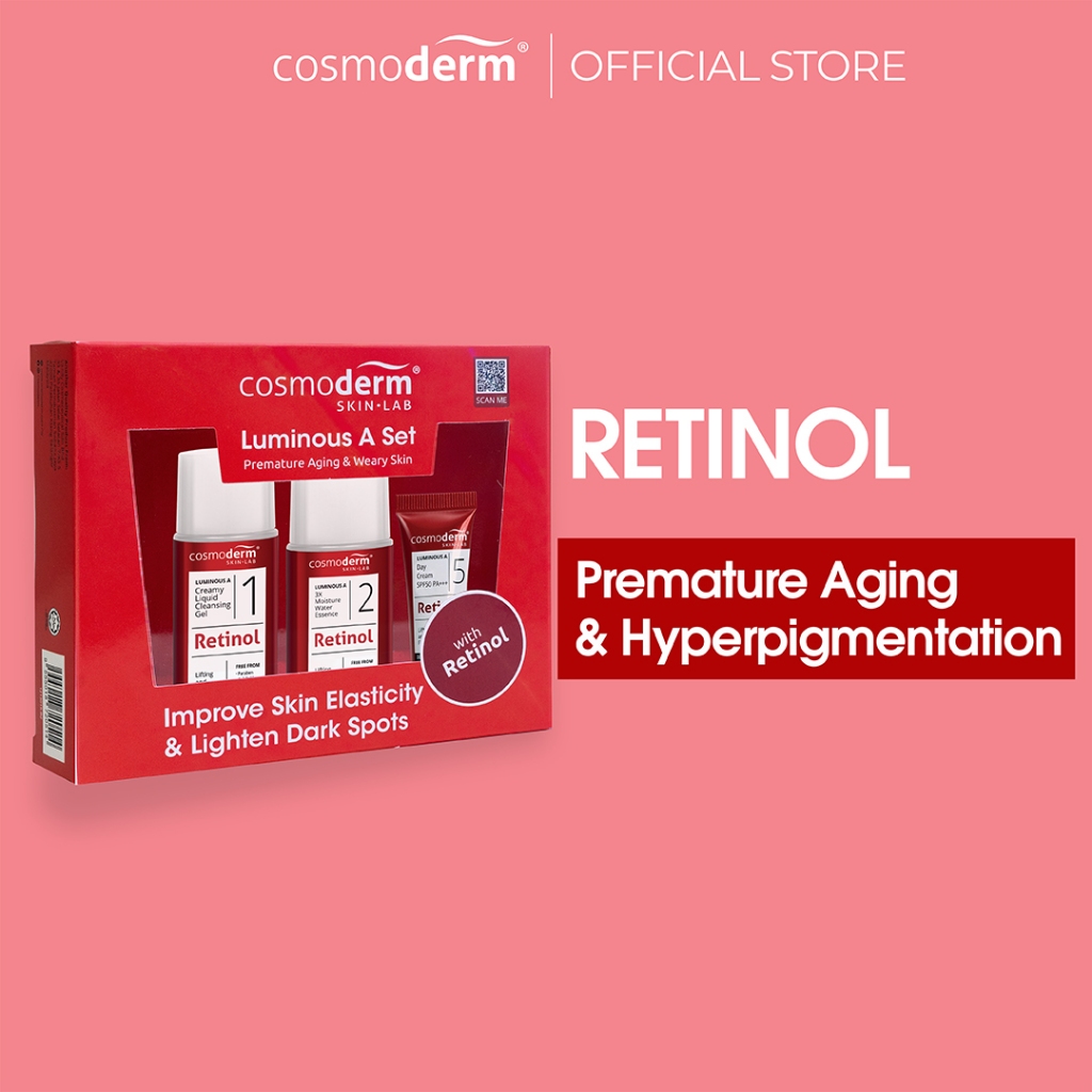 Cosmoderm Luminous A Travel Set (Retinol), Anti Aging, Fine Lines, Skin Repair Set, Avery Muda, Penc