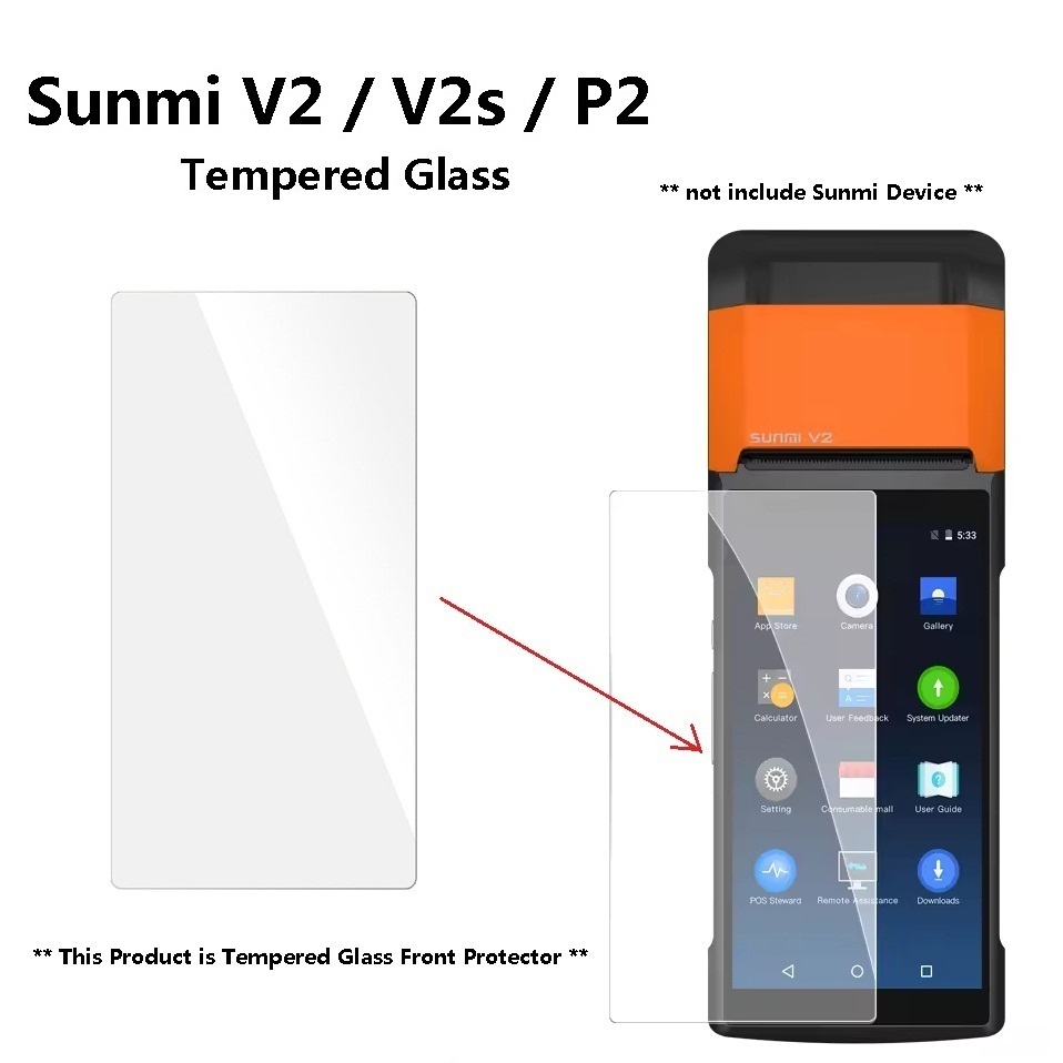 Sunmi V2 / Sunmi V2s / Sunmi P2 Pos Machine กระจกด้านหน้าป้องกันหน้าจอกระจกนิรภัยป้องกันรอยขีดข่วน