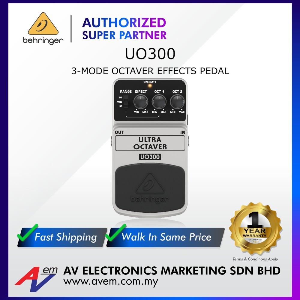 BEHRINGER UO300 แป้นเหยียบเอฟเฟกต์ Octaver 3 โหมด