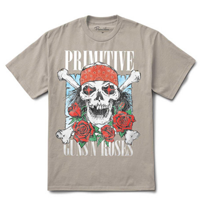 Crazeecausa Primitive X Guns N Roses Street T-Shirt- Sand (หน้า)